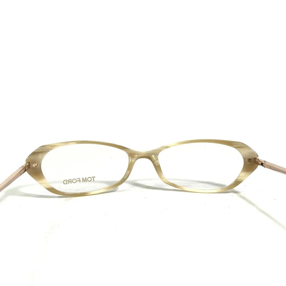 Tom Ford Eyeglasses Frames TF5134 025 Beige Gold Horn Round Full Rim 52-16-130